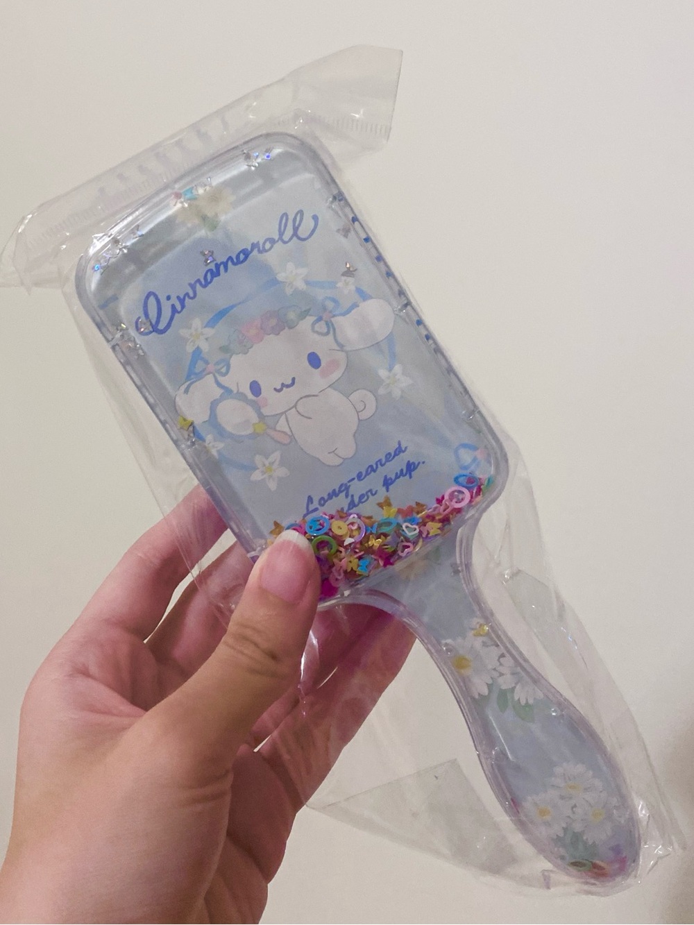 Sanrio Cinnamoroll Blue Floral Sequin Paddle Hair Brush